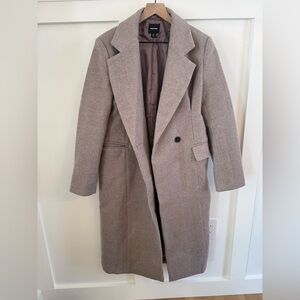 Boohoo Wool Look Trench Coat – Stone, Size 8, Great Condition